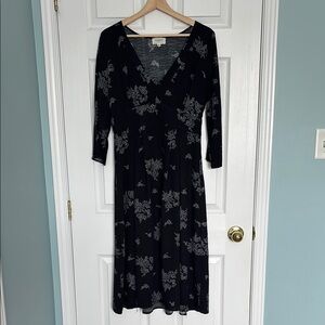 Everly flowy black floral midi peasant dress